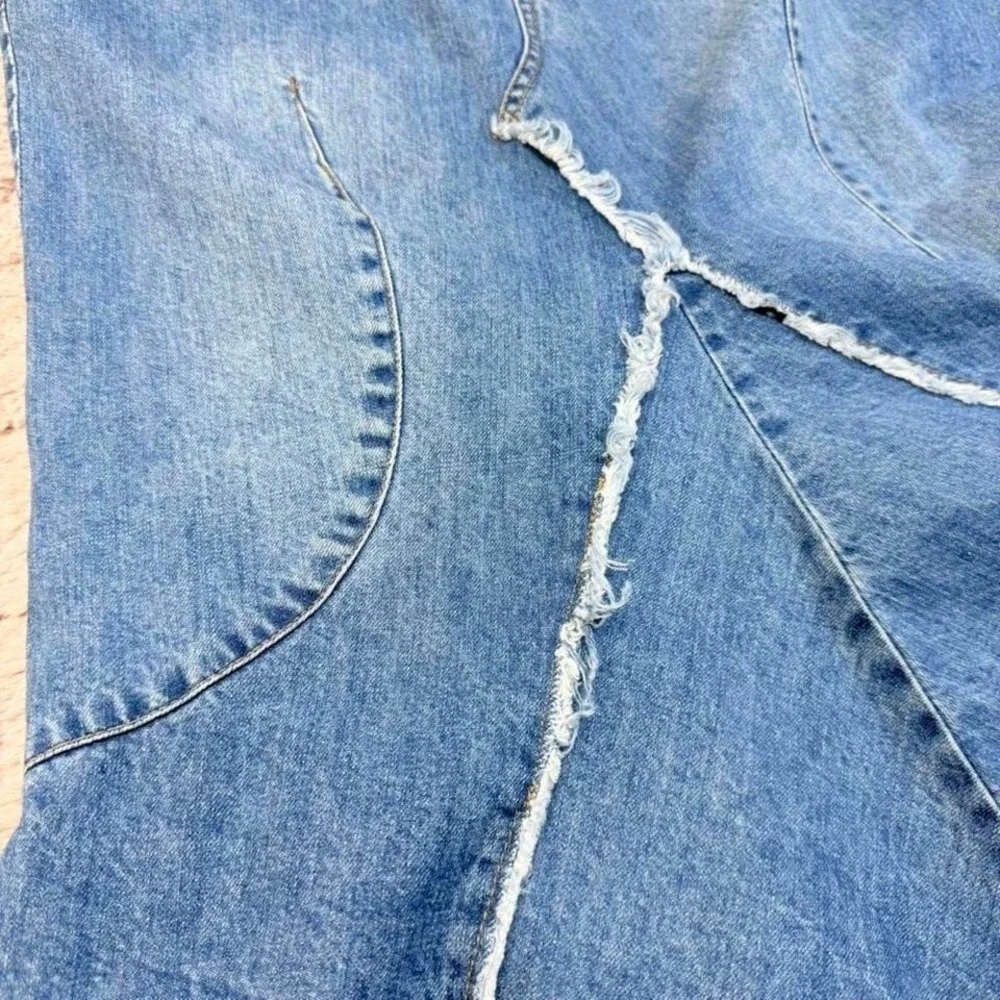 Y2K Denim Mermaid Skirt‎ Raw Hem Deconstructed Low Rise Womens XL
